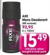 Axe Mens Deodrant-150ml Each