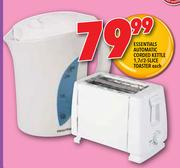 Essentials Automatic Corded Kettle-1.7Ltr/ 2-Slice Toaster