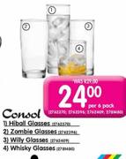 Consol Hiball Glasses/Zomble Glasses/Willy Glasses/Whisky Glasses-Per 6 Pack