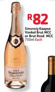 Simonsig Kaapse Vonkel Brut MCC or Brut Rose MCC-750ml Each