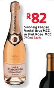Simonsig Kaapse Vonkel Brut, MCC or Brut Rose MCC-750ml Each