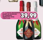J.C.Le Roux Sauvignon Blanc/Le Domaine/La Chanson Sparkling Wines-750ml Each