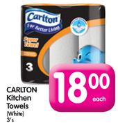 Carlton Kitchen Towels(White)-3's