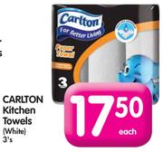 Carlton Kitchen Towels(White)-3's