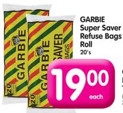 Garbie Super Saver Refuse Bags Roll-20's Each