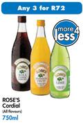 Rose's Cordial(All Flavours)-3x750ML