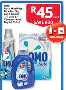 Omo Auto Washing Powder 2kg, Auto Liquid 1.5L Or Concentrated Liquid 750ml-Each