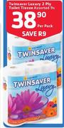 Twinsaver Luxury 2 Ply Toilet Tissue Assorted-9's Per Pack