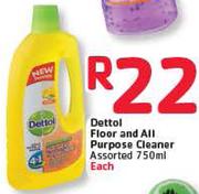 Dettol Floor And All Purpose Cleaner Assorted-750Ml Each
