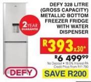 Defy 328 Litre (Gross Capacity)Metallic Bottom Freezer Fridge With Water Dispenser