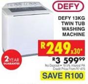 Defy 13KG Twin Tub Washing Machine
