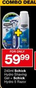 Schick Hydro Shaving Gel-240ml + Schick Hydro 5 Razor