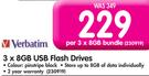 Verbatim 3x8GB USB Flash Drive-Per Bundle
