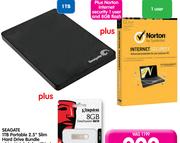Seagate 1TB Portable 2.5" Slim Hard Drive Bundle-Per Bundle