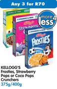 Kellogg's Frosties, Strawberry Pops Or Coco Pops Crunchers-3x375/400G