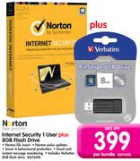 Norton Internet Security 1 User+ 8GB Flash Drive-Per Bundle