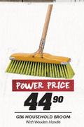 GB6 Household Broom With Wooden Handle - Each