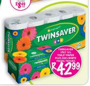 Twinsaver 1 Ply10's Toilet Paper Plus 200's White Facial Tissues