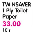 Twinsaver 1 Ply Toilet Paper-10's