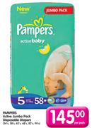 Pampers Active Jumbo Pack Disposable Diapers-Per Pack