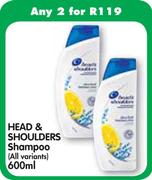 Head & Shoulders Shampoo-2 x 600ml 