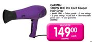 Carmen 1800W EHC Pro Cord Keeper Hair Dryer 1941