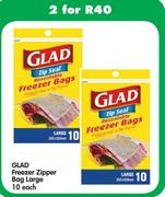 Glad Freezer Zipper Bag Large-2x10's Pack