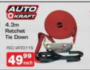 Auto Kraft 4.3m Ratchet Tie Down-Each