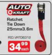 Auto Kraft Ratchet Tie Down 25Mmx3.6m Each