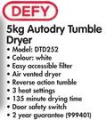 Defy 5kg Autodry Tumble Dryer DTD252