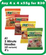 A1 2 Minute Noodles (All Variants)-4 x 4 x 55g