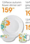 12 Piece Autumn Flower Dinner Set