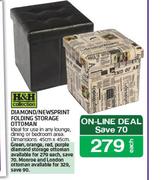 Diamond/Newsprint Folding Storage Ottoman