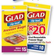 Glad Resealable Freezer Bags Assorted 10/15s Each