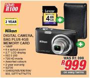 Nikon Digital Camera, Bag Plus 4 GB Memory Card S2700