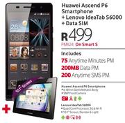 Huawei Ascend P6 Smartphone+Lenovo IdeaTab S6000+Data Sim-On Smart S