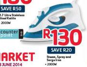 Counter Point 2000W Steam Spray And Surge Iron