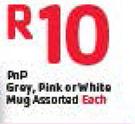 PnP Grey, Pink Or White Mug Assorted-Each