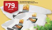 Porcelain Rectangular 35.5Cm, Oval 39.5Cm Or Square Baker 30.5Cm-Each