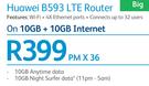 Huawei B593 LTE Router-On 10GB+ 10GB Internet