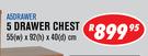 5 Drawer Chest(55x92x40cm) A5DRAWER