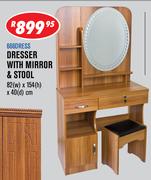 Dresser With Mirror & Stool(82x154x40cm) 666DRESS