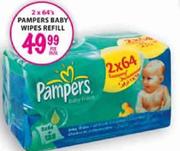 Pampers Baby Wipes Refill-2x64's Per Pack