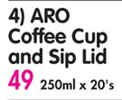 Aro Coffee Cup And Sip Lid-250ml x 20's