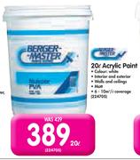 Berger Master 20Ltr Acrylic paint-Each