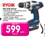 Ryobi 18V Drill Driver CD-18-Each