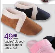 Ladies Closed-Back Slipperd Size- 3-8 Per Pair 