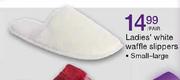 Ladies White Waffle Slippers-Small/Large Per Pair