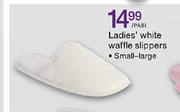 Ladies' White Waffle Slippers (Small-Large)-per pair