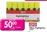 Aro Yellow Highlighters-Per 12's Pack